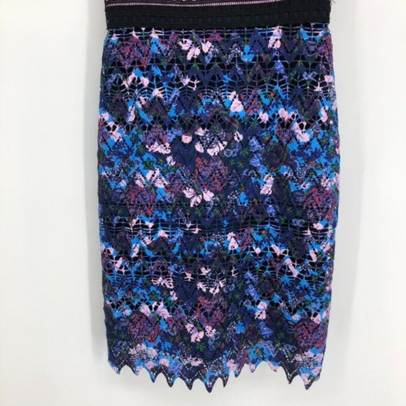 SALONI Trudi Sleeveless Chevron Lace Sleeveless Cocktail Dress Blue Multicolor 0 - Picture 6 of 16